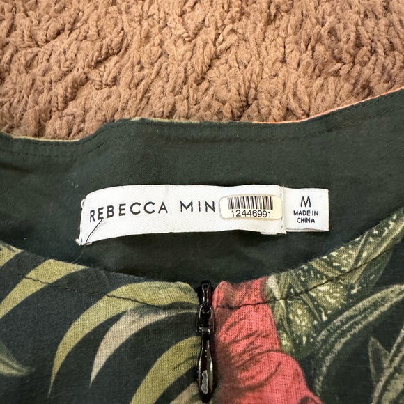 2 FOR $25Rebecca Minkoff Geneva Tropical Floral Puff Sleeve Top Zip Front Size M - Picture 3 of 7